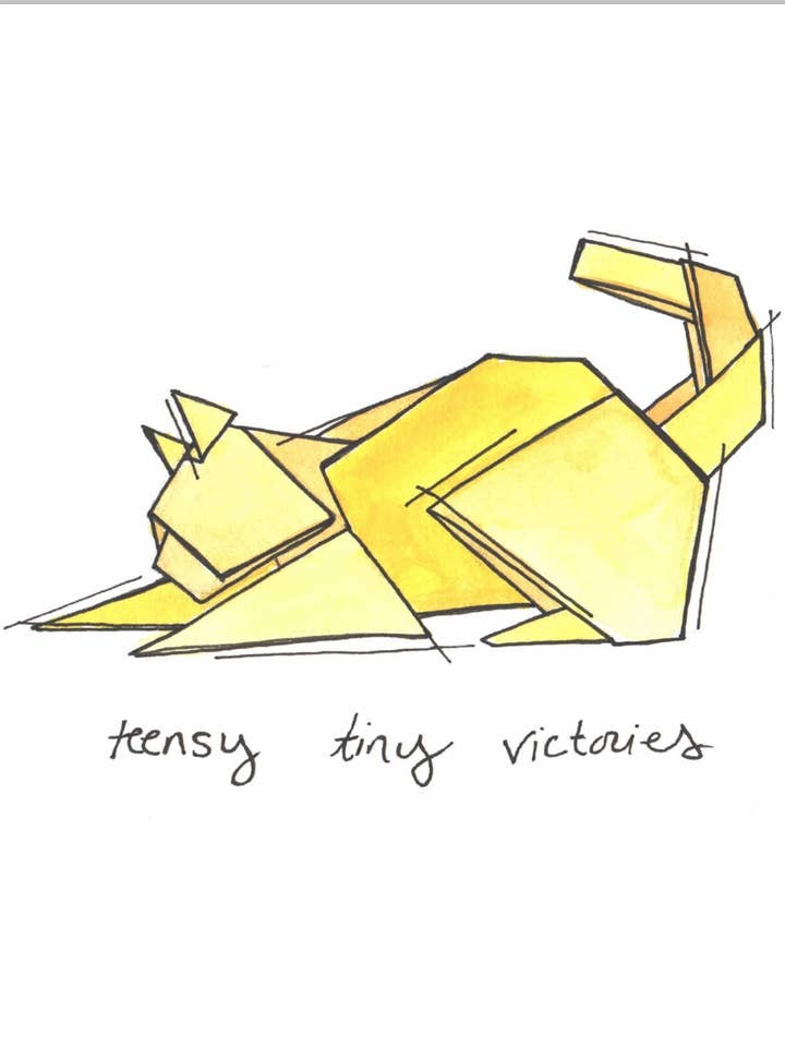 Agridoce Origami Amarelo Aquarela Cat 4x6 Impressão por atacado de Marissa Tawney Thaler Illustration