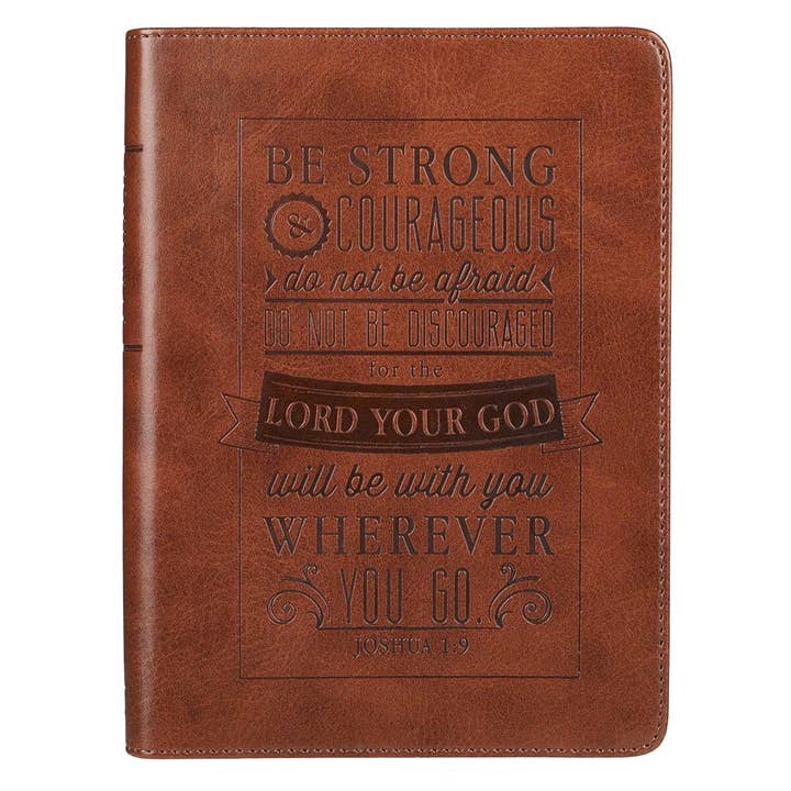 Christian Art Gifts - Wholesale Journal/Diary - Journal Handy Brown Strong & Courageous Josh. 1:9