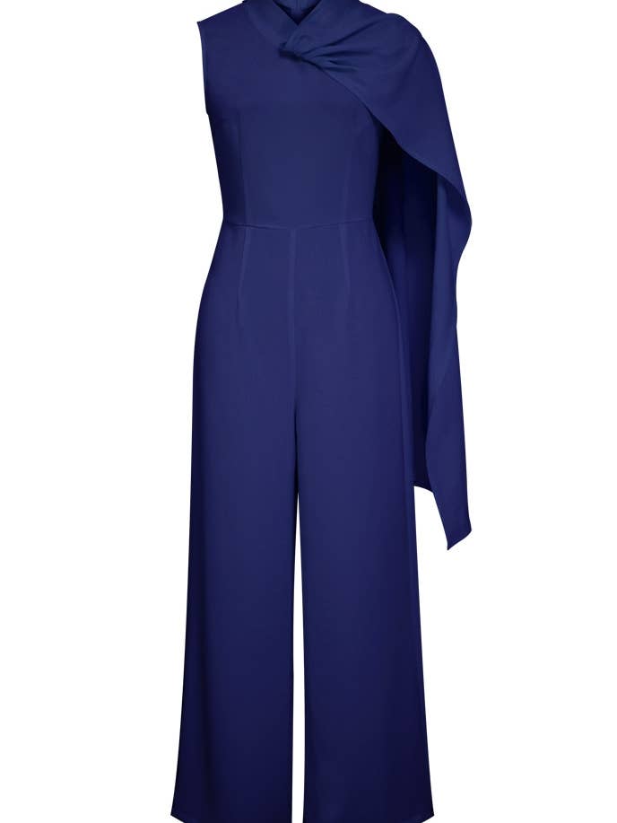 Chic Star Plus Size One-shoulder Draped Jumpsuit In Blue 03 for wholesale by CHIC STAR