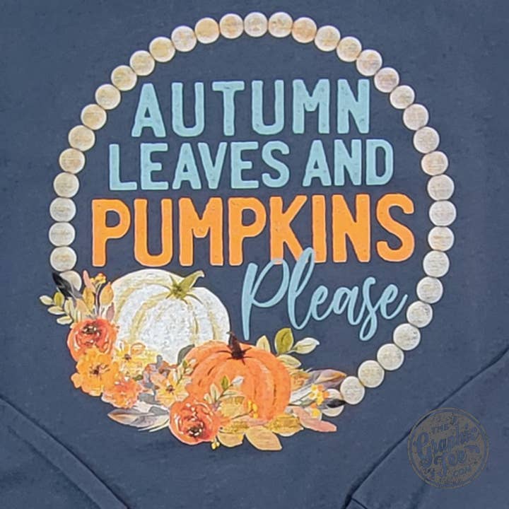 *WHOLESALE* Autumn Leaves and Pumpkins Please Vintage Navy Long Sleeve Tee for wholesale on Faire2