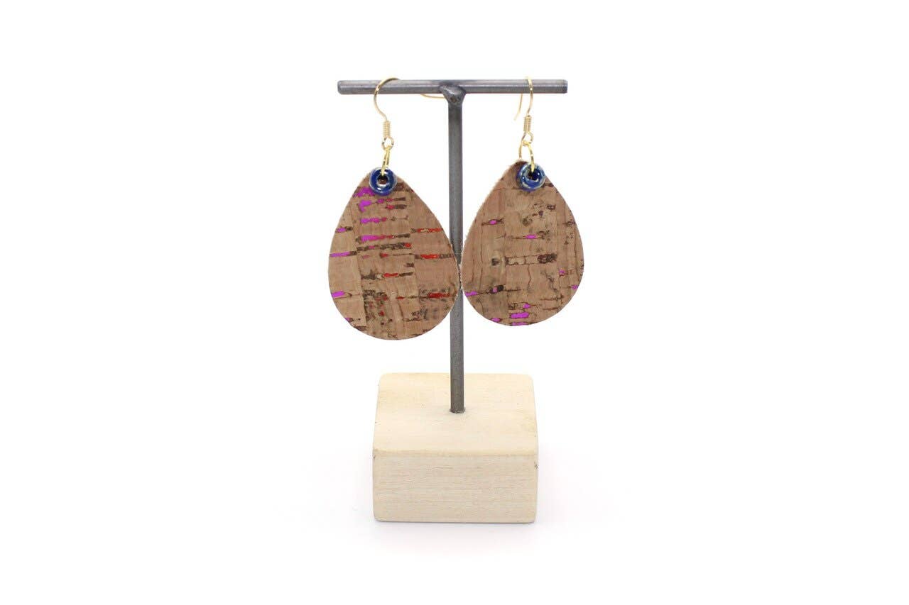 Spicer Bags - Wholesale Dangle Earrings - Teardrop Earring in Multi-Color Cork