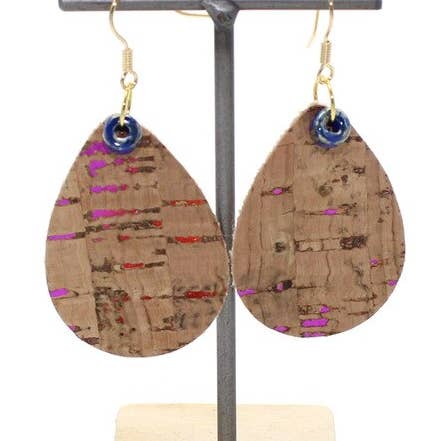 Spicer Bags - Wholesale Dangle Earrings - Teardrop Earring in Multi-Color Cork0