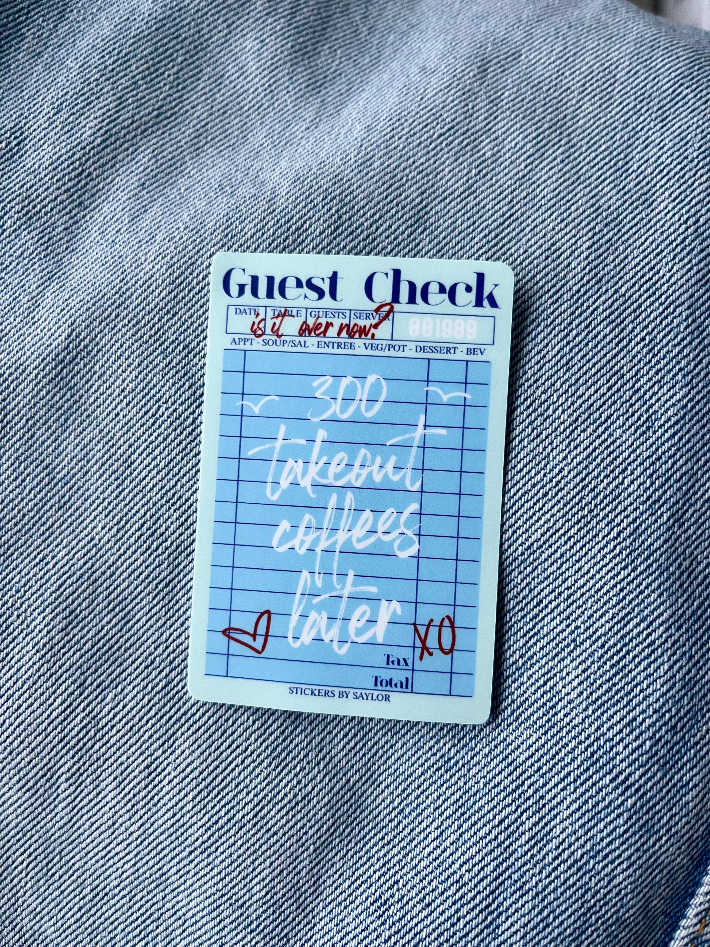 Stickers by Saylor - Wholesale Sticker - Taylor Inspired Guest Check Sticker2