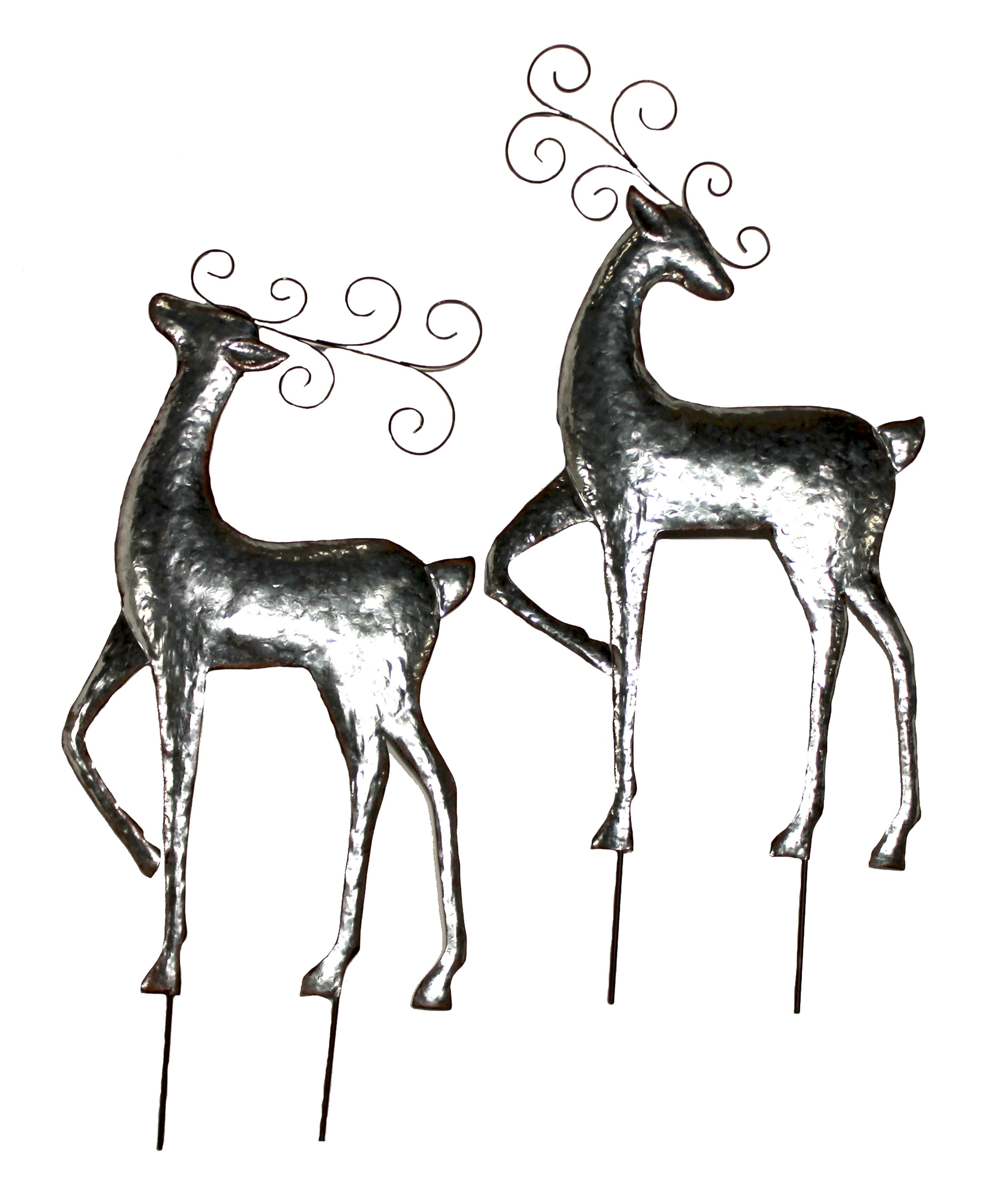 WORTH IMPORTS - Wholesale Garden/Lawn Stake - 29" Shiny Silver Galvanized Reindeer Outdoor Yard Stake