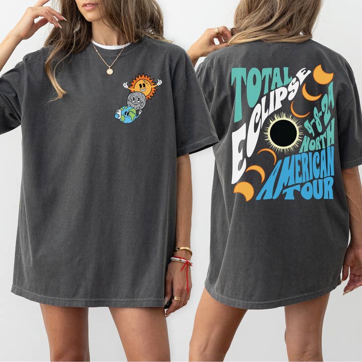 TheKingShirt - Wholesale Screen Printed T-Shirt - Women's - Total Solar Eclipse 2024 Double-Sided Shirt, April 8th2