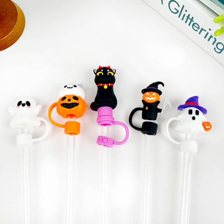 SoapElenGlen - Wholesale Drinking Straw - Halloween Series Straw Topper,Ghost Straw Cover