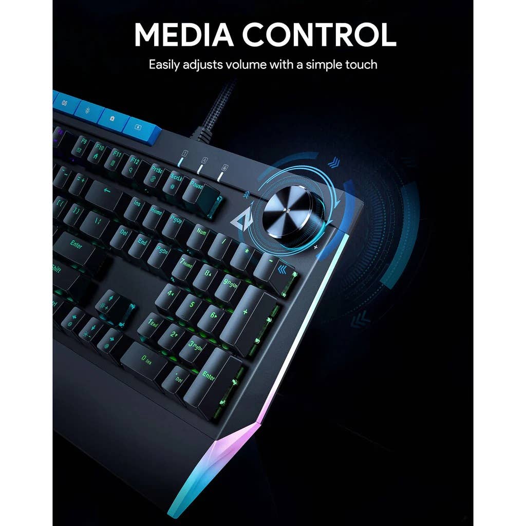 Above Edge - Wholesale Keyboard - Mechanical Keyboard Blue Switches 104key with Volume Control2