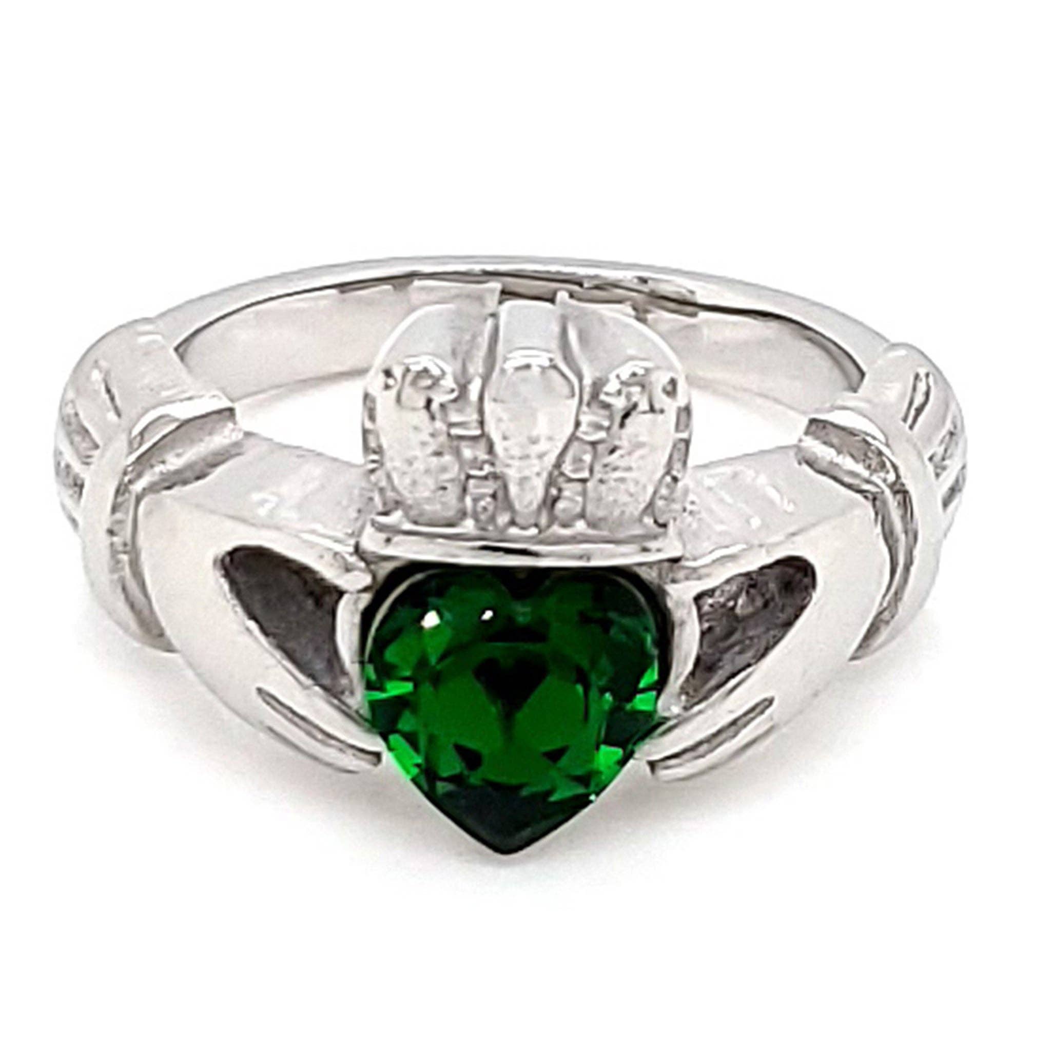 WJW – wholesale Multi-stone ring – White Gold over Brass Claddagh with CZ Birthstone Ring 13