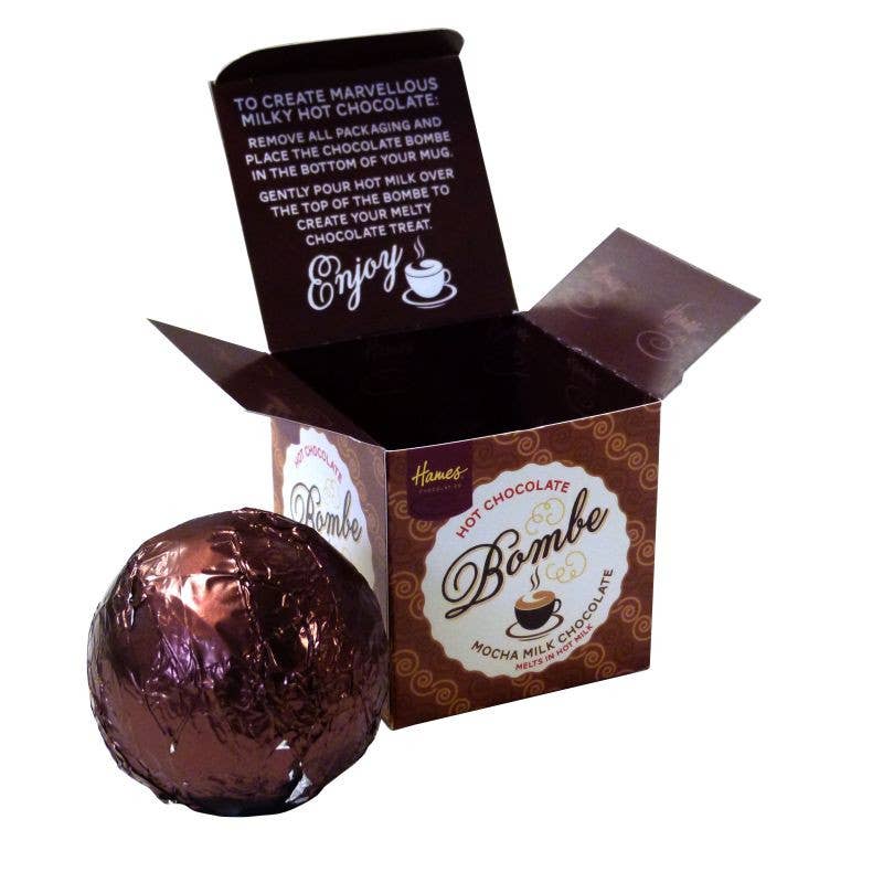 Hames Chocolates – wholesale Hot cocoa mix/kit – Milk Hot Chocolate Bombe with Mocha Flavouring1