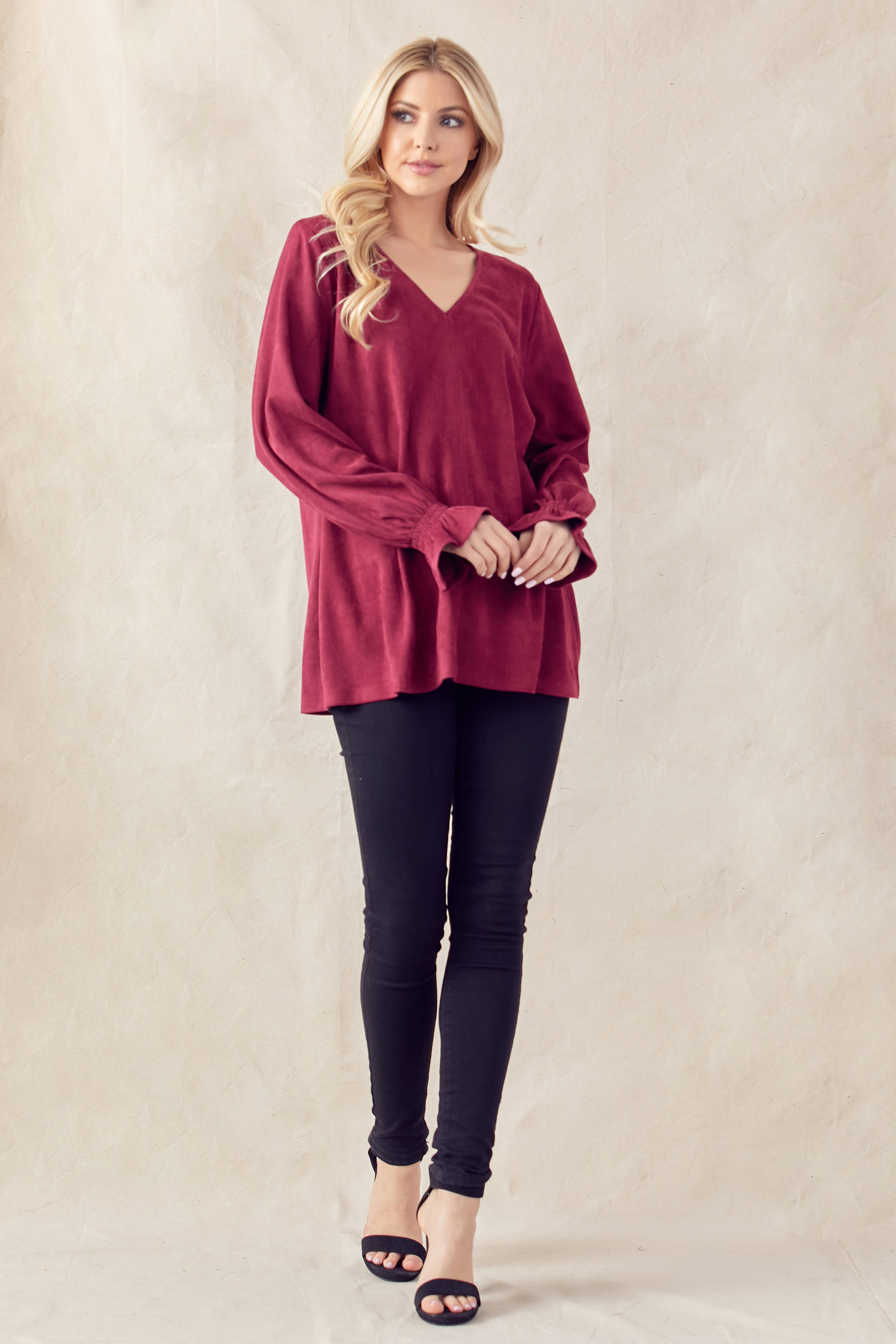 Joh Apparel - Wholesale Blouse - Women's - Abigail Stretch Suede Top37