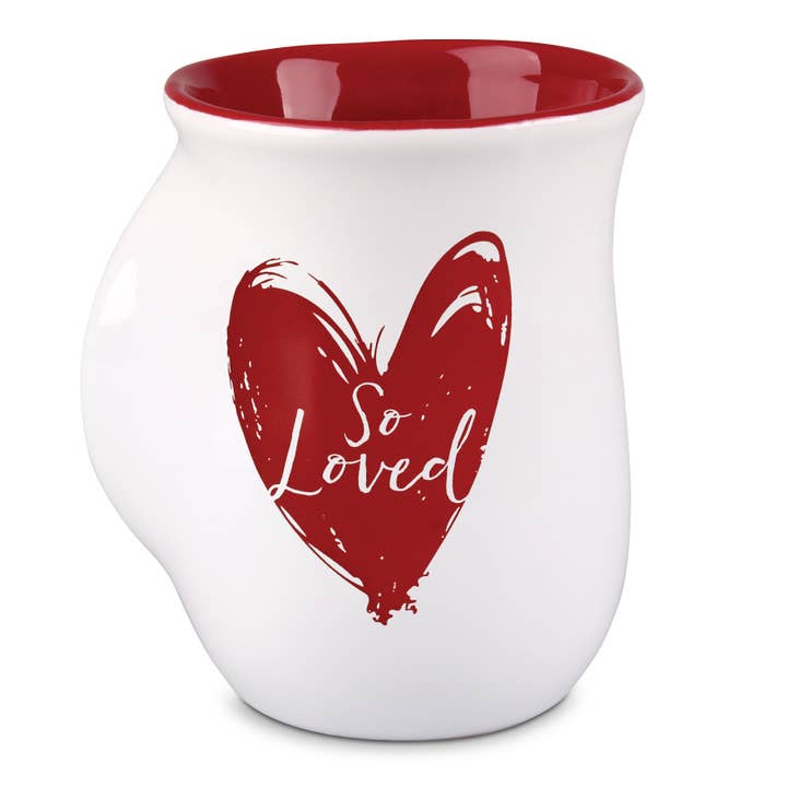 Dicksons - Wholesale Coffee Mug - LCP Handwarmer Mug So Loved Heart White Red 18 Oo