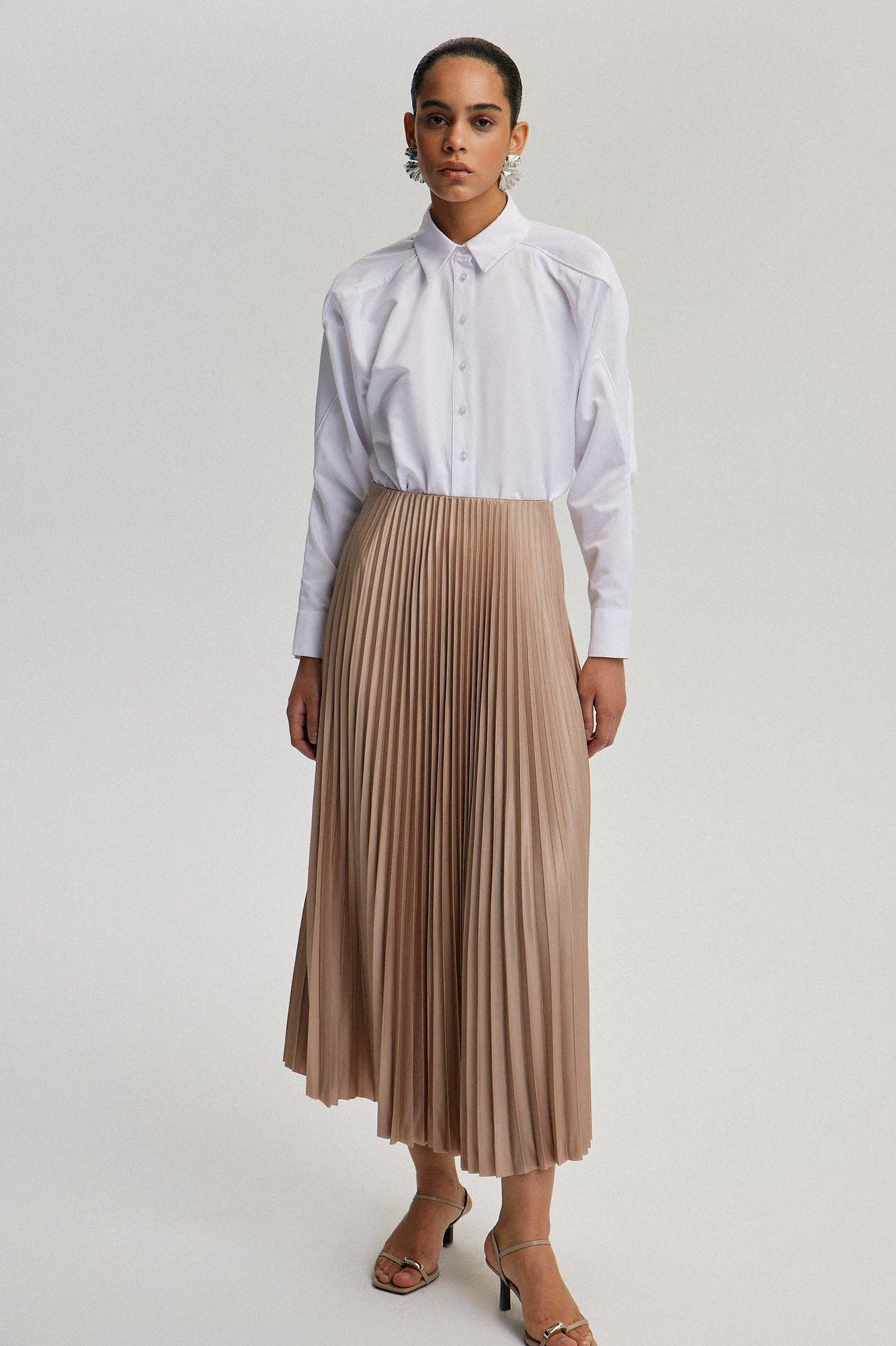 Mink PLEATED SKIRT - MAXI LENGTH, HIGH WAIST for wholesale on Faire2