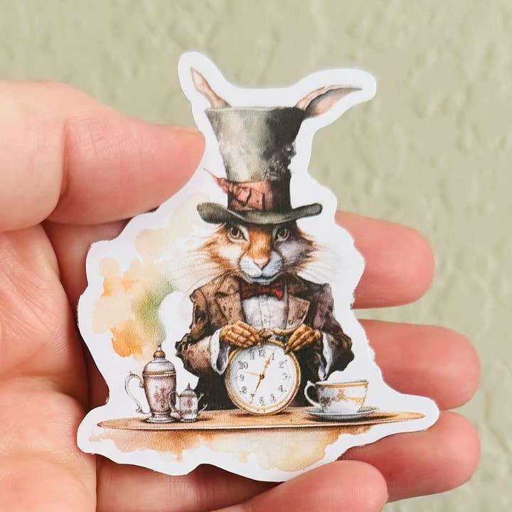 Autocollants/Magnets steampunk SP Mad Hatter Lapin-Alice pour la vente par Oily Graphic Creations