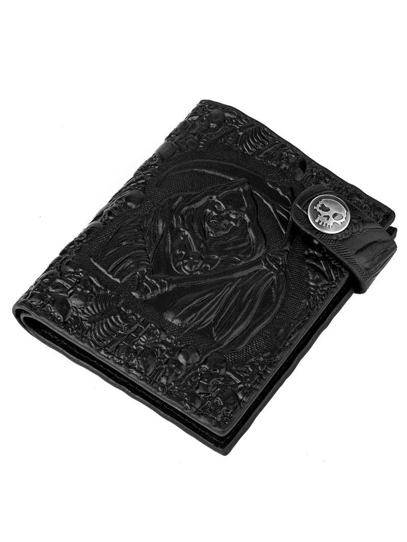 Tourtiwi - Vendita all'ingrosso Portafogli - Donna - Portafoglio a catena antifurto con teschio punk del Tristo Mietitore2