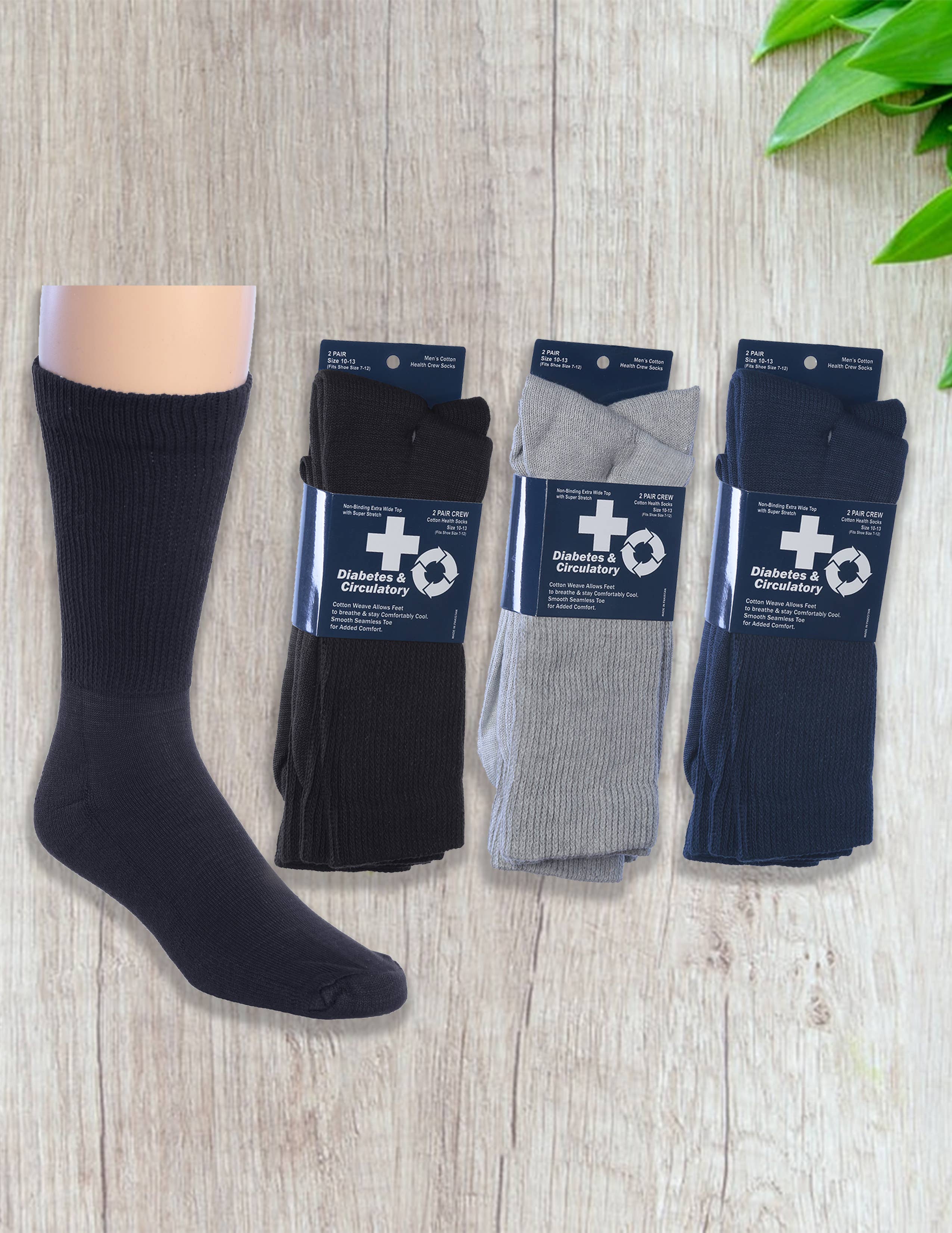 Isadora, Tipi toe, & James Fiallo - Vente Chaussettes – homme - James Fiallo Lot de 2 paires de chaussettes homme non serrantes pour diabétiques et circulation2