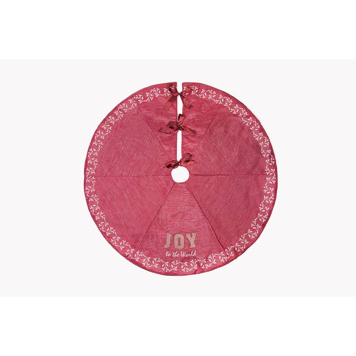 56" Round Joy to the world Christmas Tree Skirt for wholesale by Xia Home Fashions & Manor Luxe