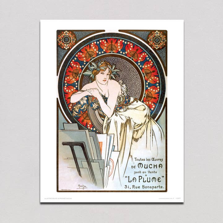 La Plume - Alphonse Mucha Art Print for wholesale by Laughing Elephant
