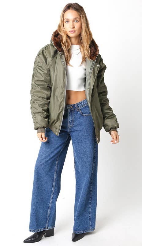 Brun Olive Blouson Bombardier Oversize Noah en vente sur Faire1