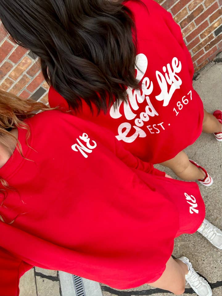 Red NE Good Life Core Sweatshirt for wholesale on Faire13