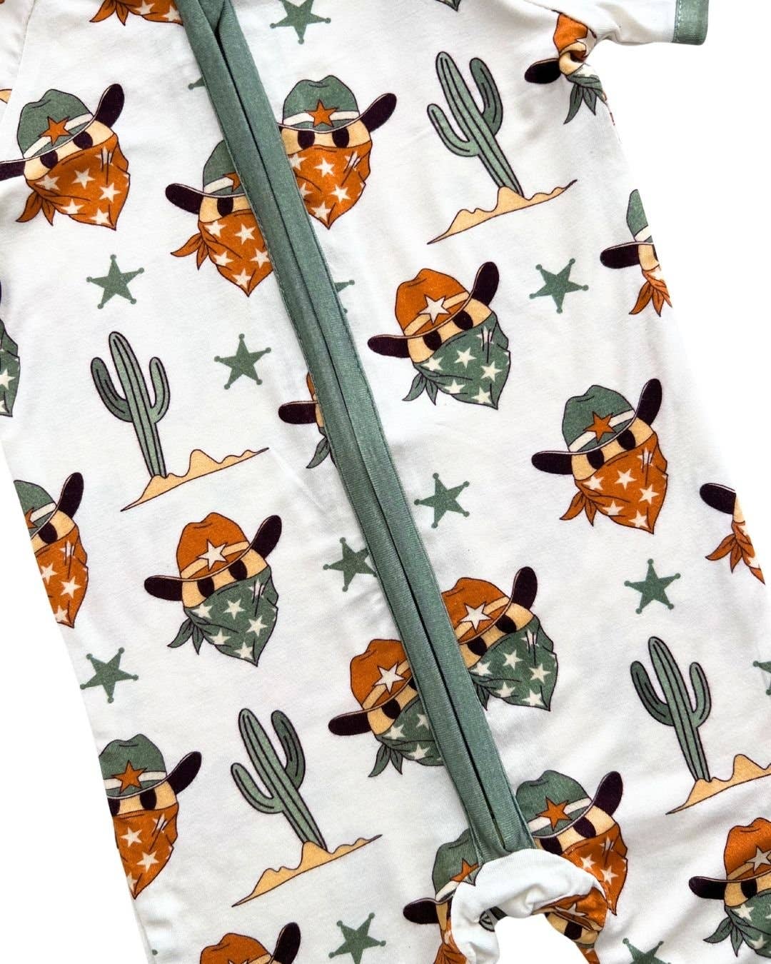 Grassy Creek Designs - Wholesale Jumpsuit - Baby - Bamboo Shorty Romper | Smiley Cowboy6