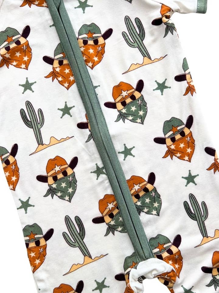 Grassy Creek Designs - Wholesale Jumpsuit - Baby - Bamboo Shorty Romper | Smiley Cowboy6