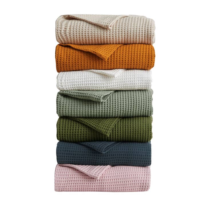 BH Collective - Wholesale Throw Blanket - Solid Cotton Waffle Weave Blanket