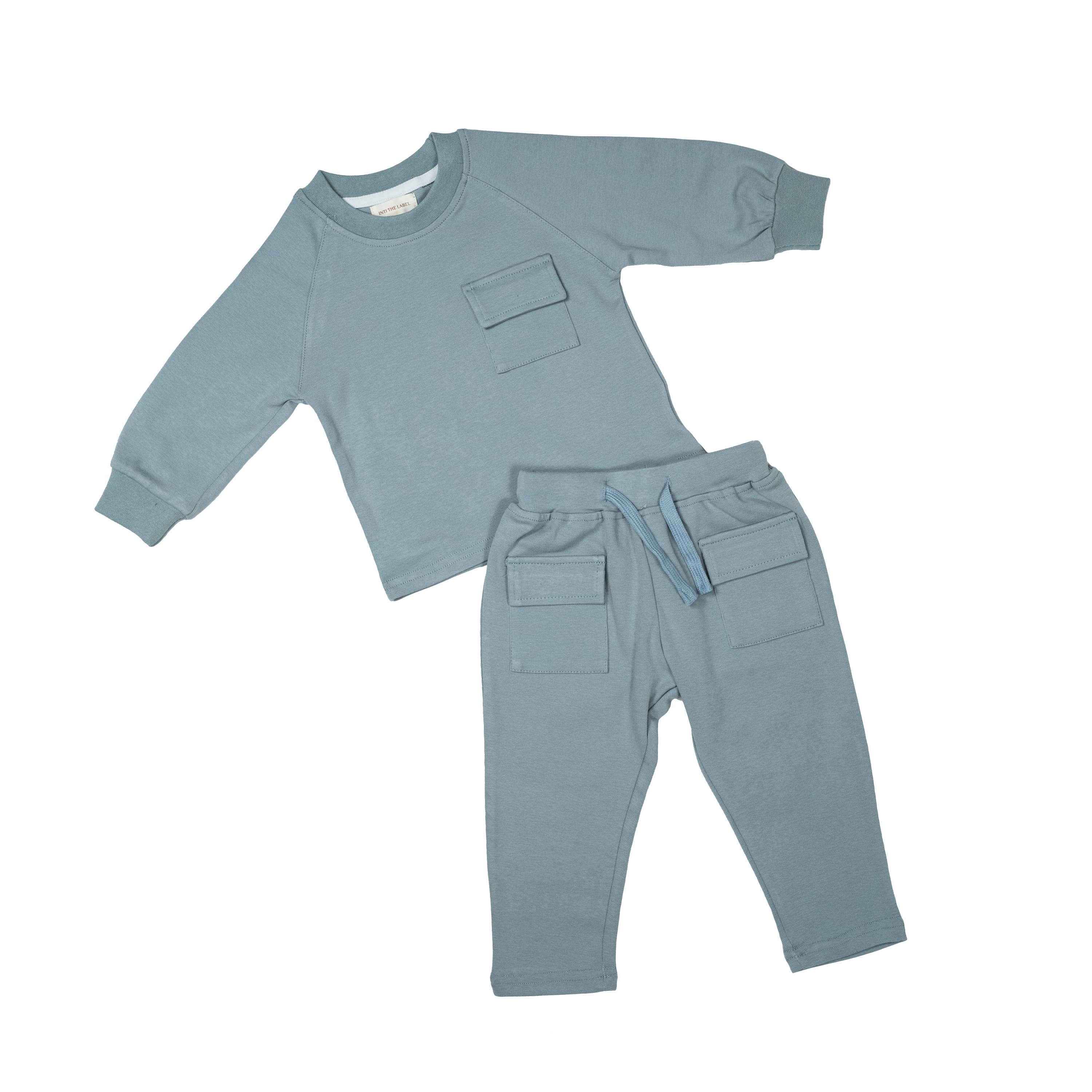 Raglan Playwear Set in Dusty Blue for wholesale on Faire13