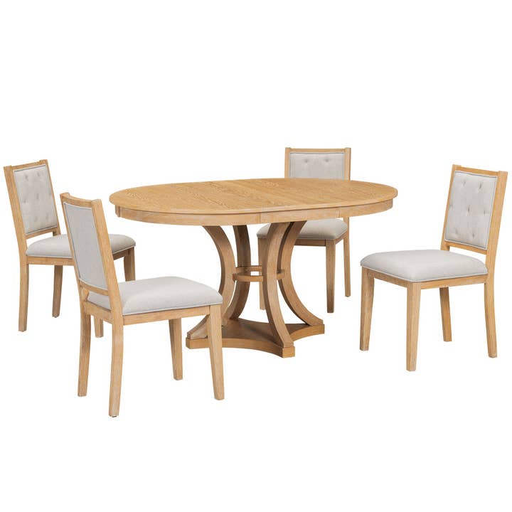 39F Inc. - Wholesale Patio Set - 5Pc Extendable Round Dining Table Set with 4 Chairs8