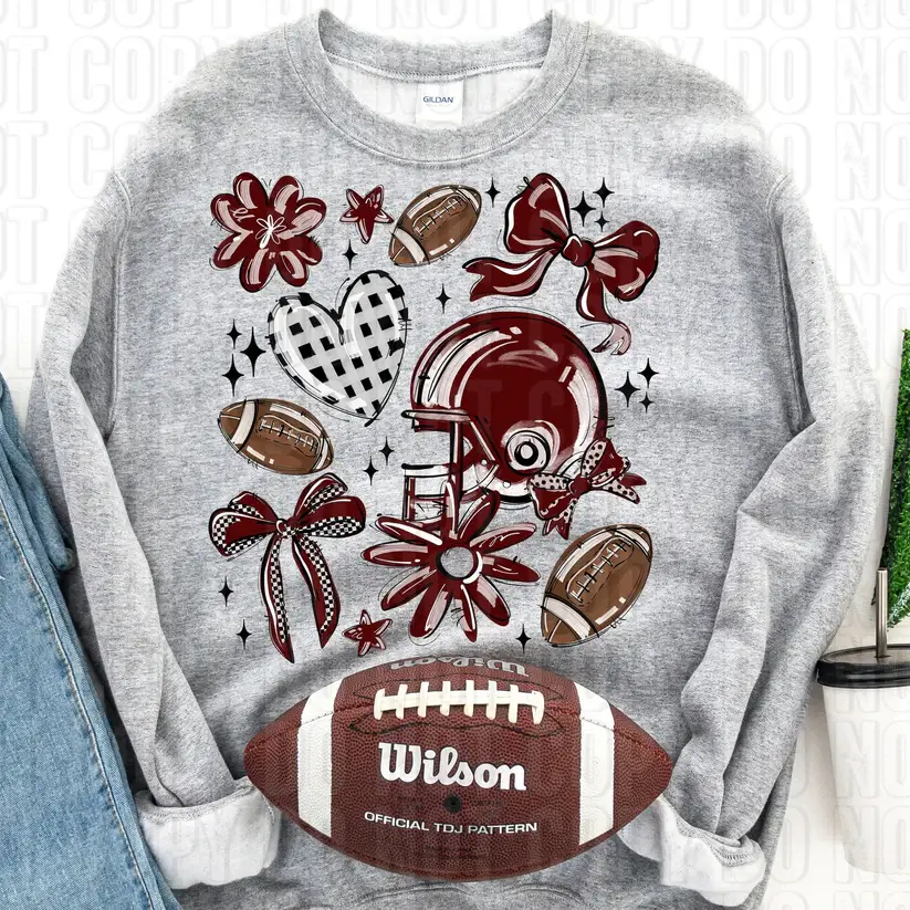 K and M Designs - Vendita all'ingrosso Decalcomania a sublimazione - Trasferimento DTF Collage di Calcio Marrone0