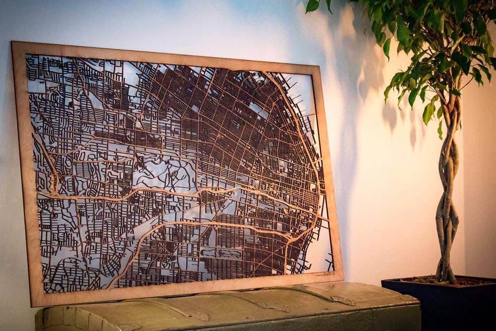 One Man One Garage - Wholesale Wall Accent - City Maps, Large 24x36" Perfect Housewarming Gift! Wooden Street Cutouts34