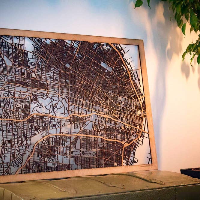 One Man One Garage - Wholesale Wall Accent - City Maps, Large 24x36" Perfect Housewarming Gift! Wooden Street Cutouts34