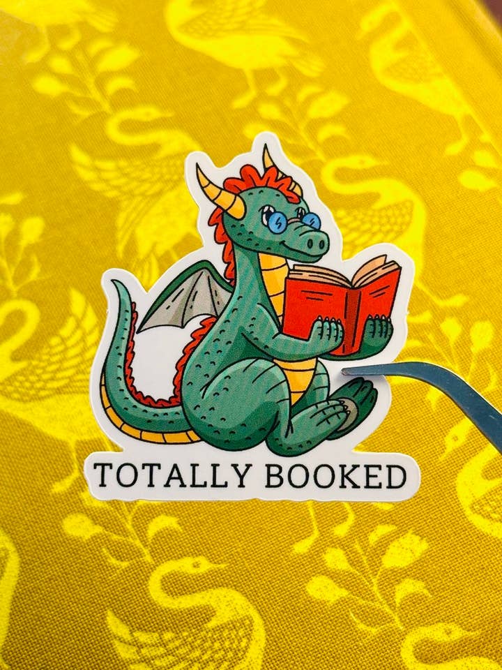 Totally Booked - Bookish Dragon Vinyl Sticker for wholesale by Backing Wanderlust