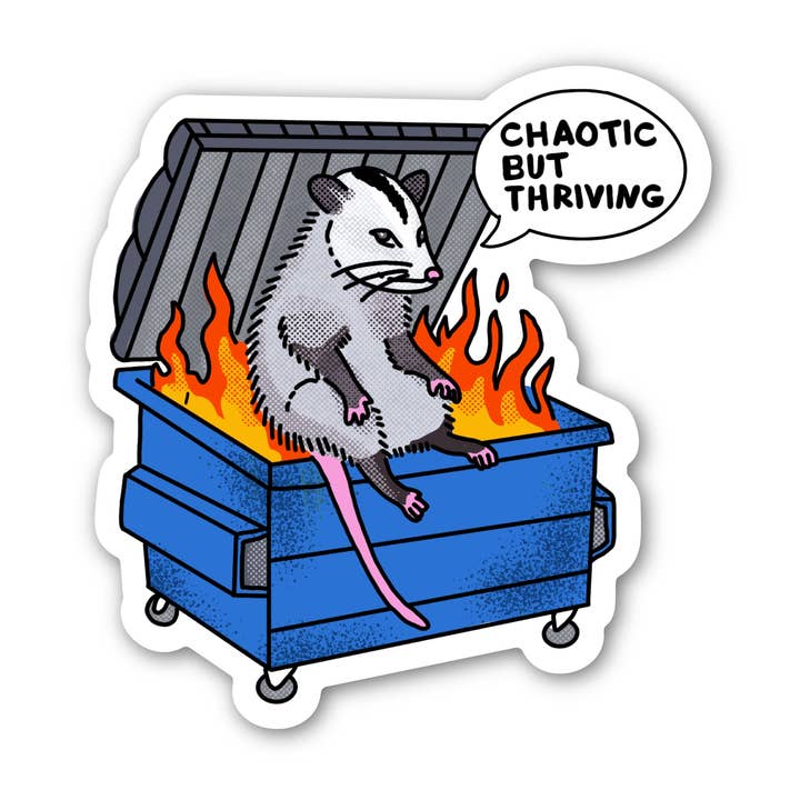 Chaotic But Thriving Possum Sticker for wholesale by Big Moods