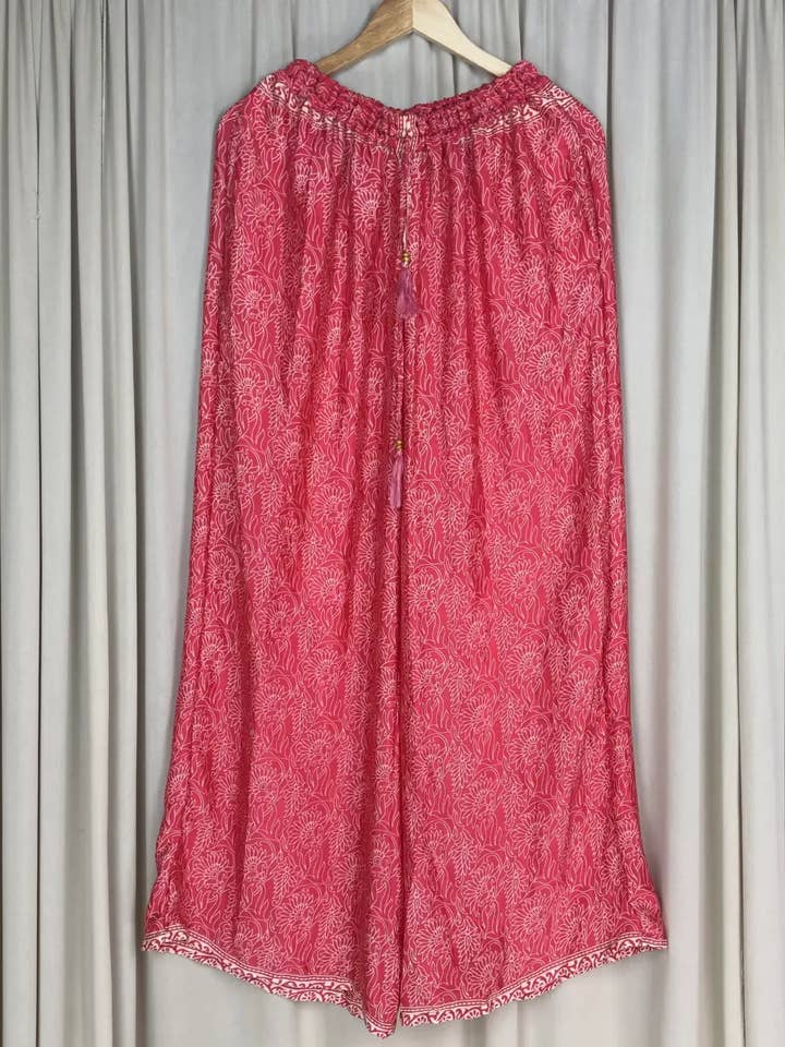 Recycle Silk Drawstring Pants BohoChic Hippie Flowy Trouser for wholesale by The Eastern Loom