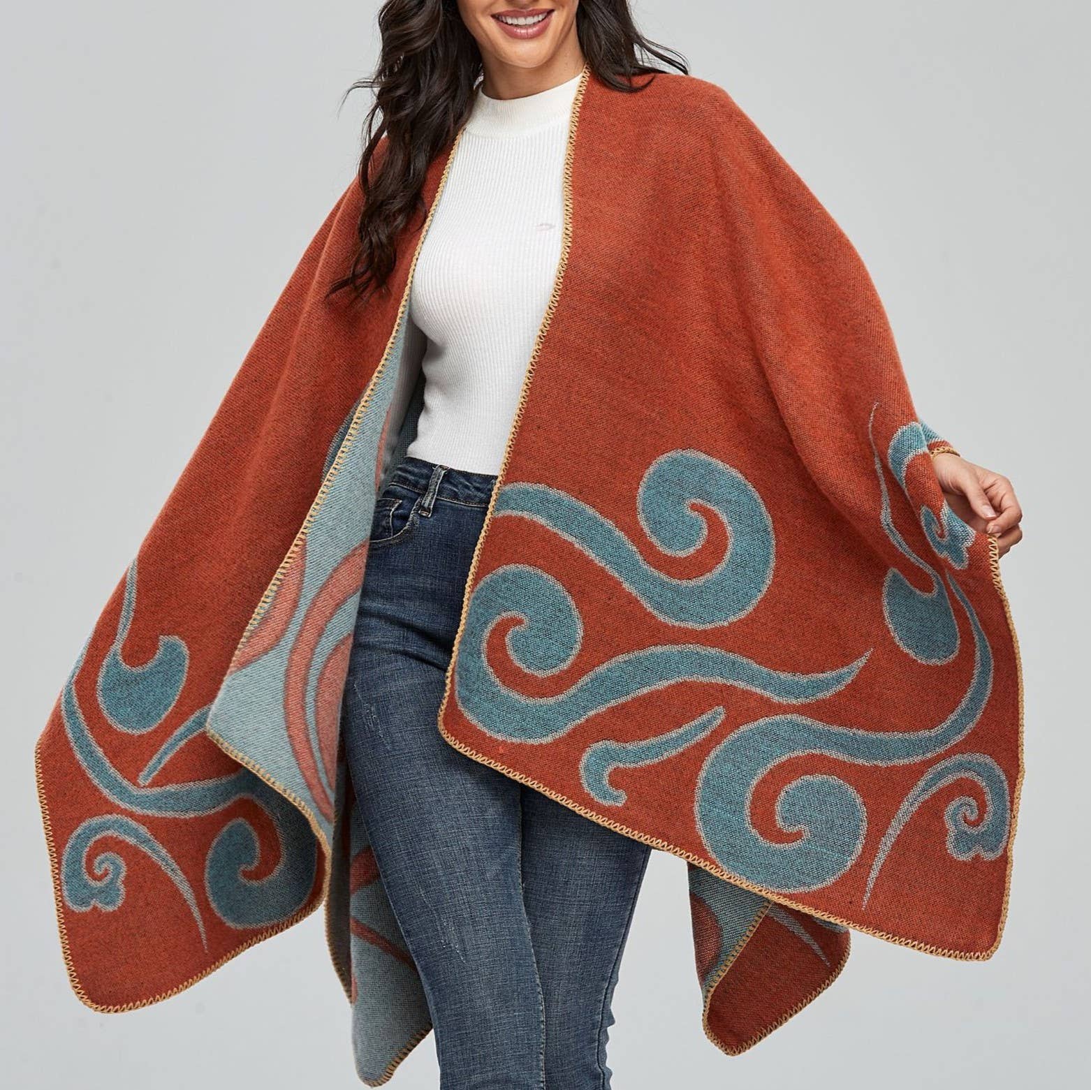 HIDDENBRAND - Wholesale Wrap - Women's - faux wool ruana basic wrap classic shawl8