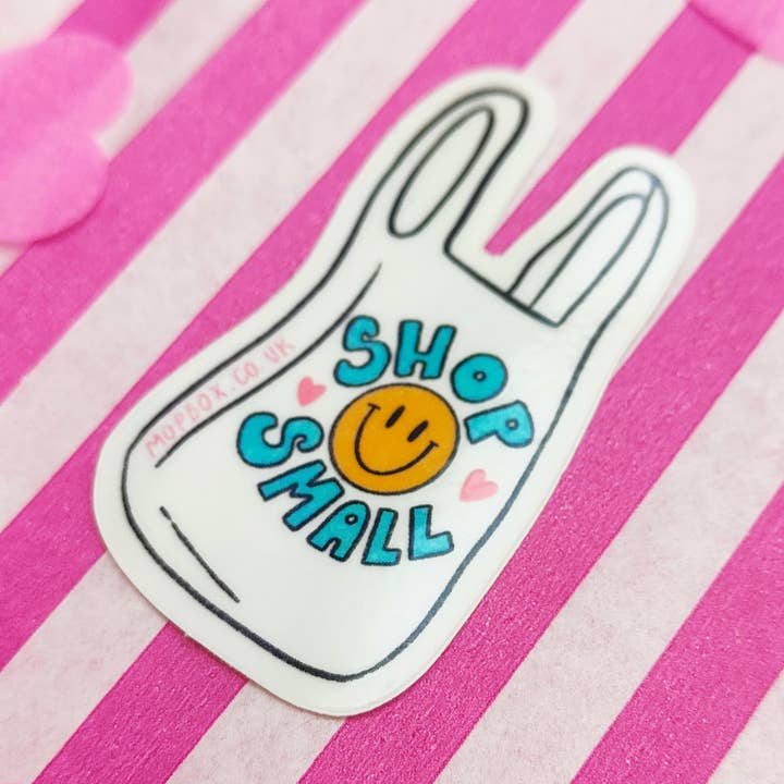 Shop Small Retro Shopping Bag - Clear Sticker for wholesale by Mimo
