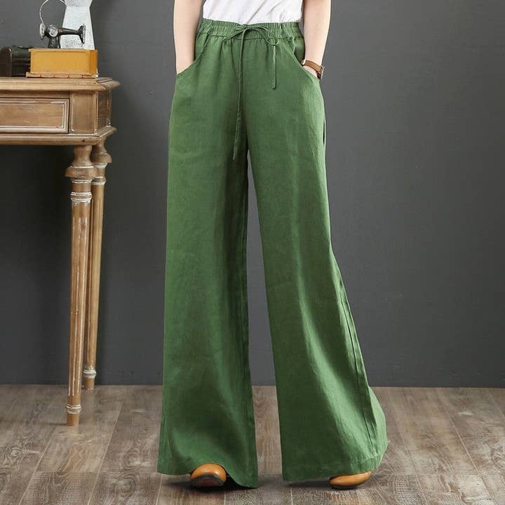 FurDecoration - Wholesale Pants - Women's - Ultra Baggy High Waist Linen Pants for Women