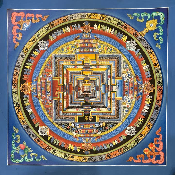Peinture Thangka Tibétaine du Mandala Kalachakra pour la vente par Art Of Tibet