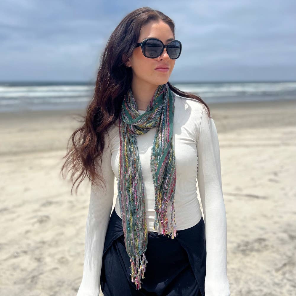 Humble Hilo – wholesale Scarf – Women's – Humble Hilo Multicolored Thread Artisan Scarf69