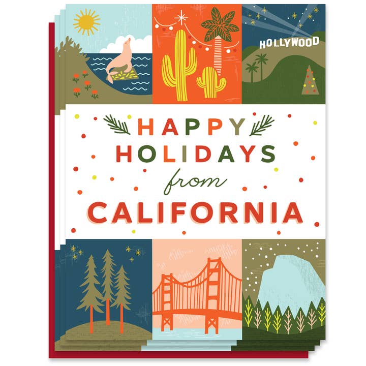 California Holiday Grid Card (Box Set of 6) for wholesale by Paper Parasol Press
