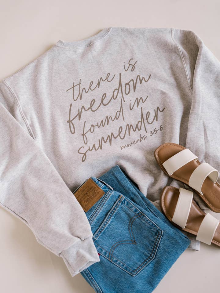 Dear Heart - Wholesale Graphic Sweatshirt - Women's - Freedom In Surrender Pullover | Christian Pullover 5
