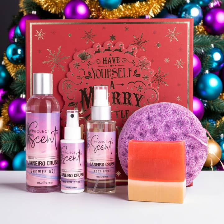 Luxury Body Care Gift Set – Shower Gel, Soap Sponge & Body Spray for wholesale by Project Scent