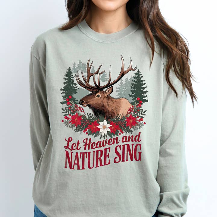 Let Heaven and Nature Sing Christmas Long Sleeve Tee for wholesale by Scripted Pearl