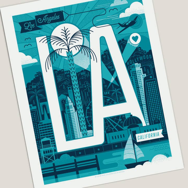 LA-Teal voor wholesale door Lucie Rice Illustration and Design