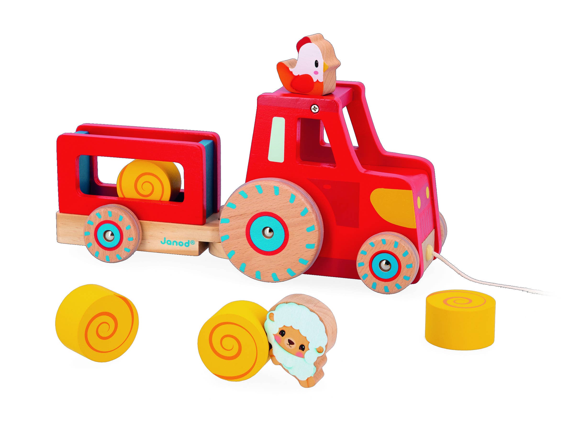Janod - Wholesale Wood Toy - Kids - FARM | PULL ALONG TRACTOR | EARLY LEARNING TOY2