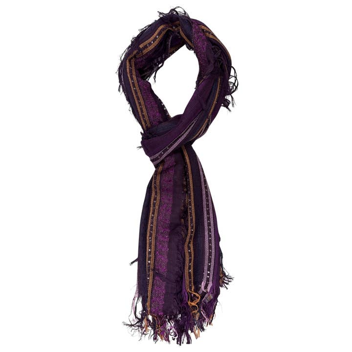 Treasure Jewelry - Wholesale Scarf - Women's - Hand-Loomed Viscose-Blend Tassel Scarf – Plaid & Striped15