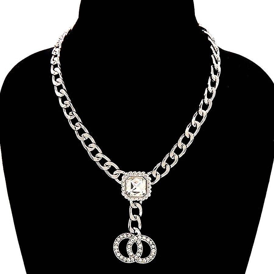 Diacly - Wholesale Pendant/Charm Necklace - Double O Circle Dangle Chain Necklace1