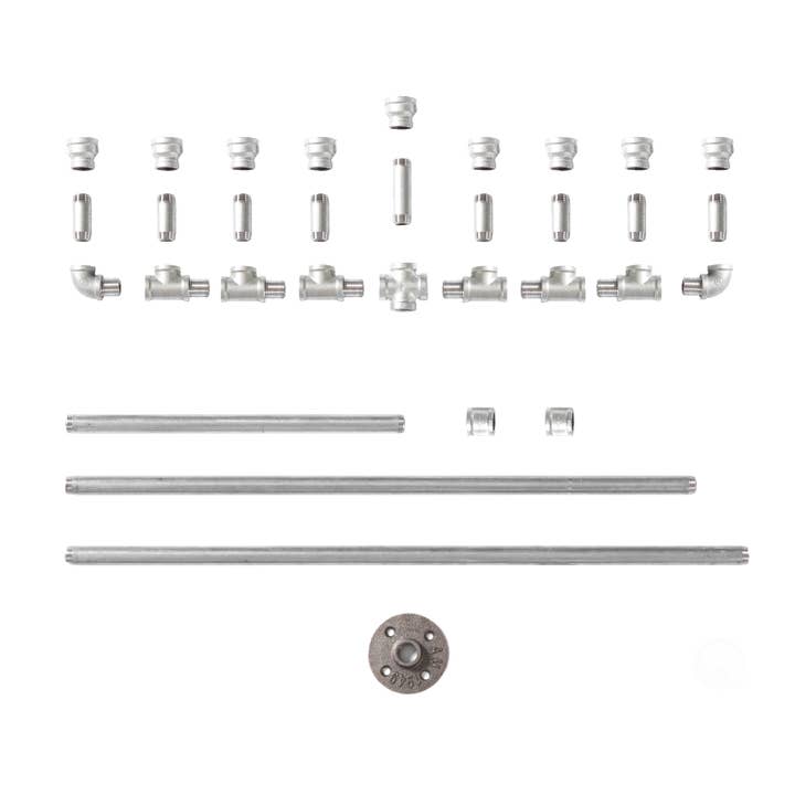 Quickway Imports - Wholesale Menorah - Industrial Galvanized Antique Silver Metal Pipe Hanukkah M2