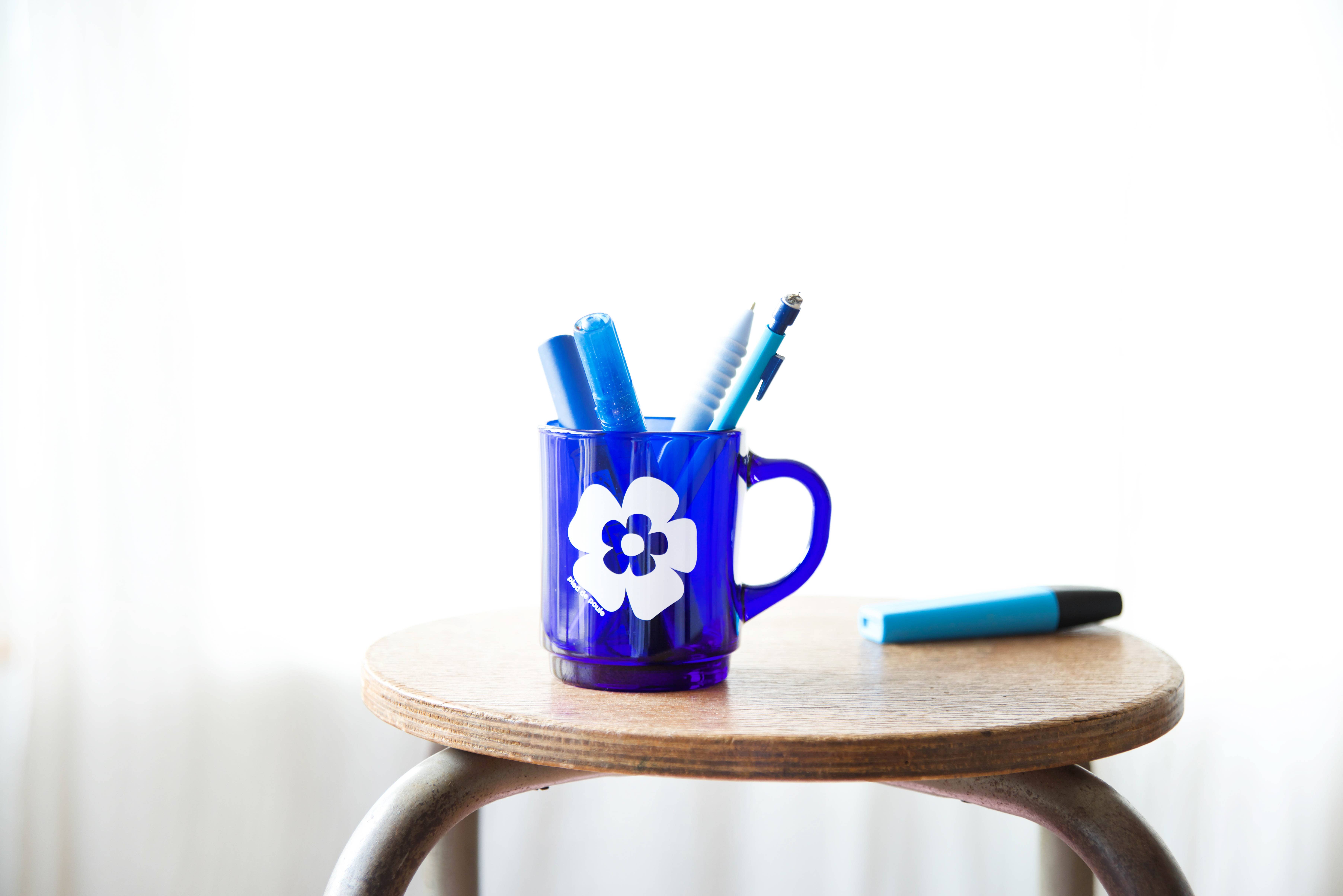 Pied De Poule - Wholesale Coffee Mug - Duralex mug - “RETRO” BLUE3