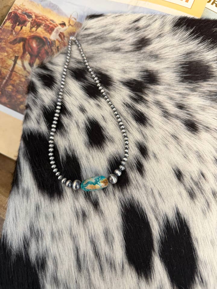 #121 4/5/6 mm Sterling Silver Pearls with genuine Turquoise for wholesale by Z Bars Jewelry